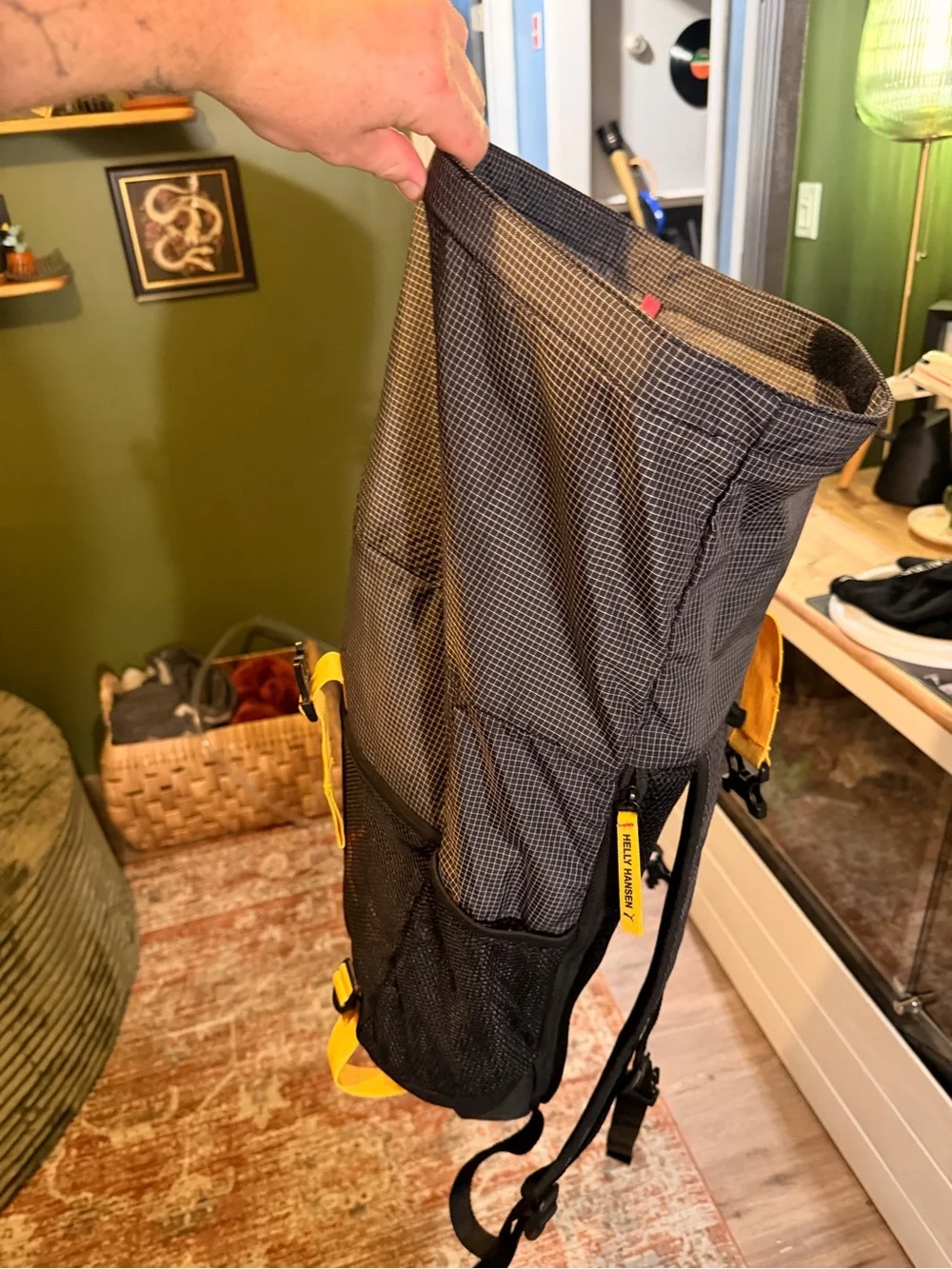 Helly Hansen X Puma Gray and Yellow Roll-Top Backpack with Puma Logo